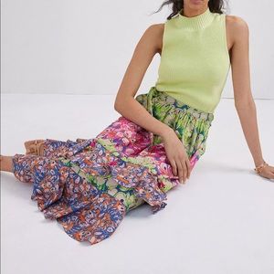 New Anthropologie x Roopa Pemmaraju Villa Tiered Midi Skirt sz M